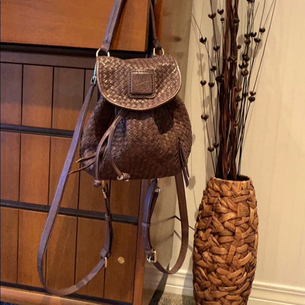 Woven leather bag